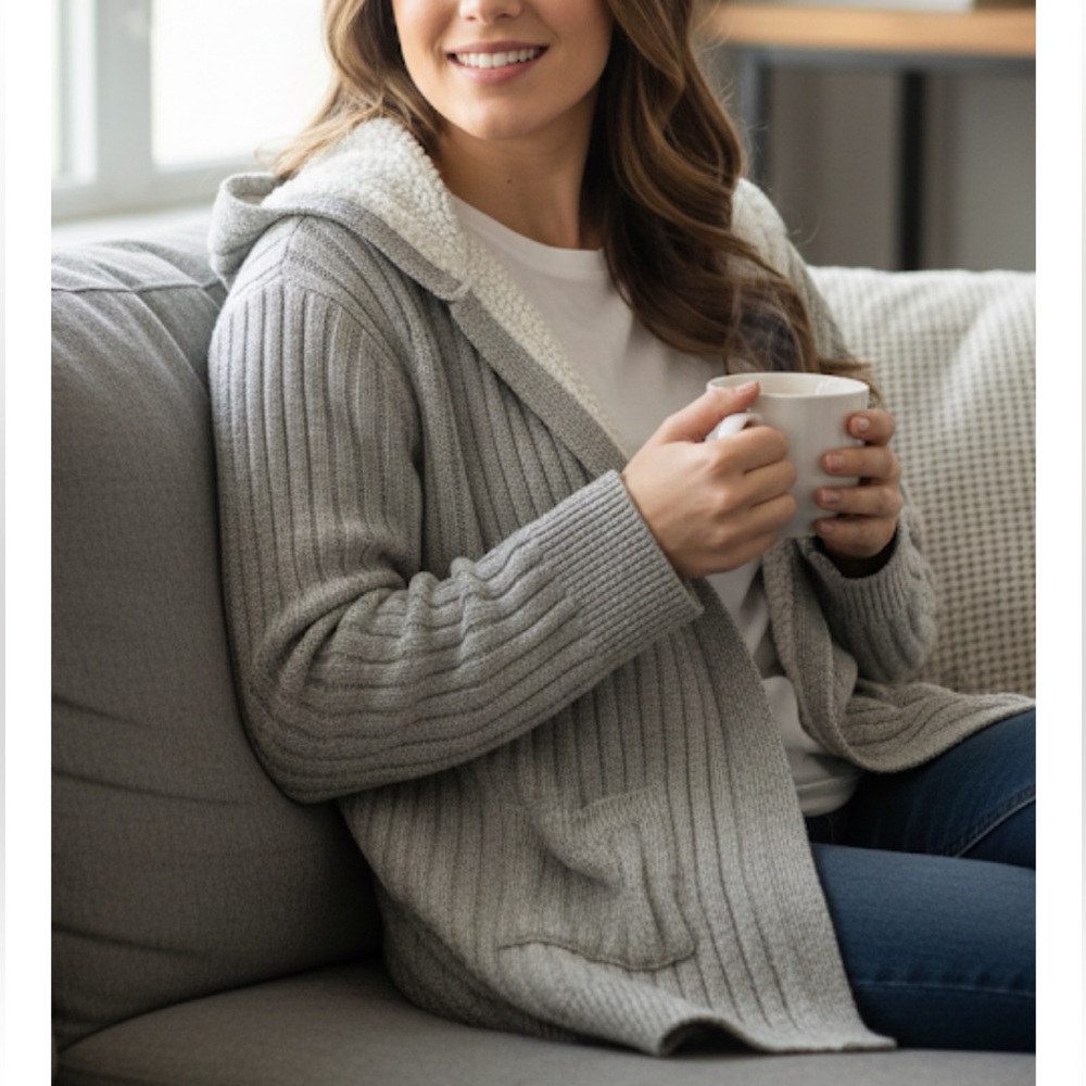 No Boundaries Light Gray Hooded Cardigan